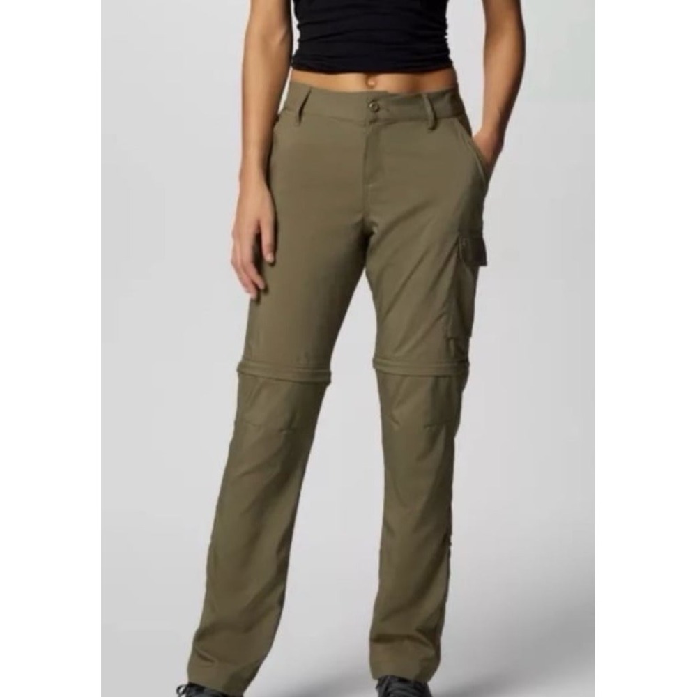 Columbia Womens Silver Ridge Convertible Hiking Pants Olive Green Cargo Pockets